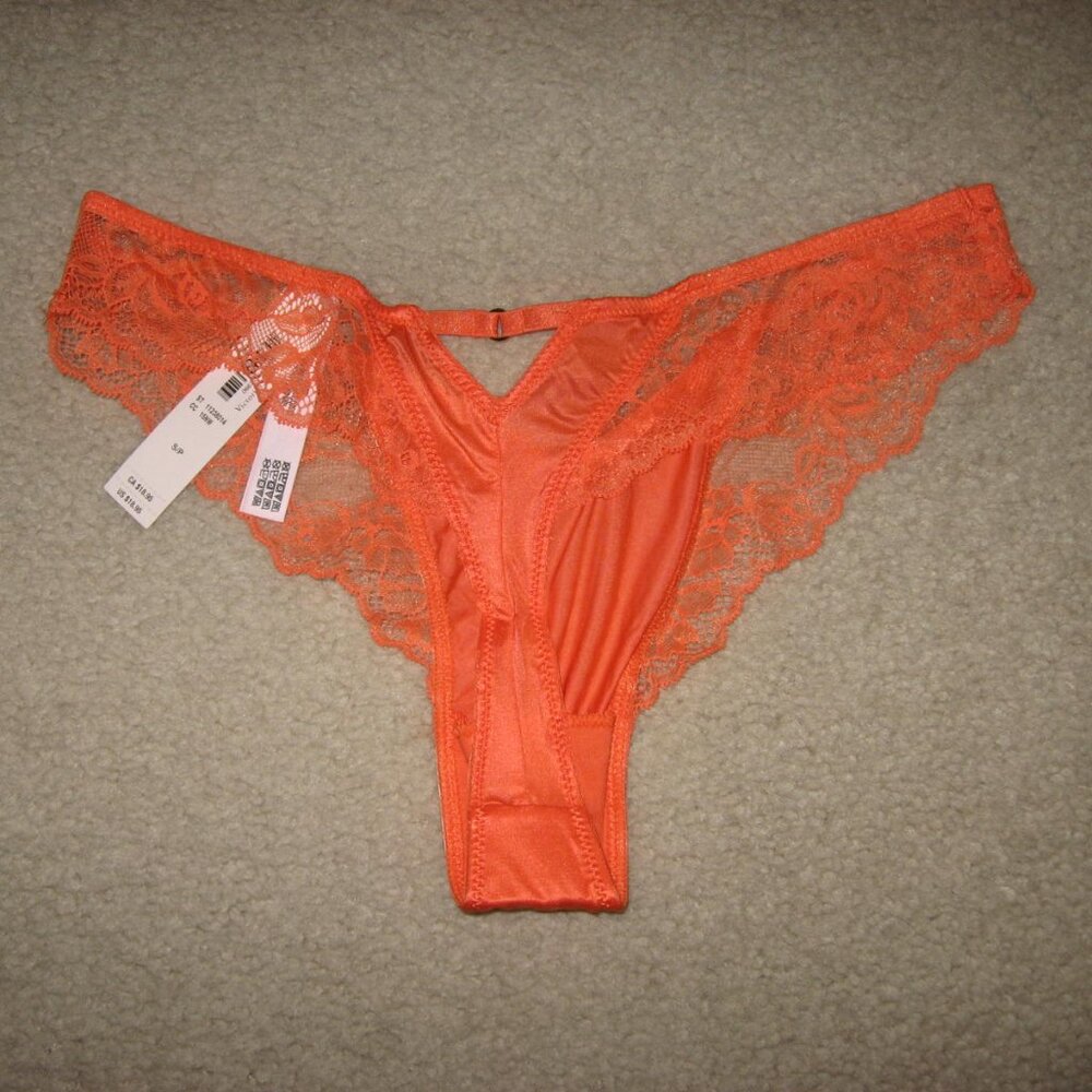 Victoria's Secret Panties High Leg Thong Sz S/P Orange New With Tags